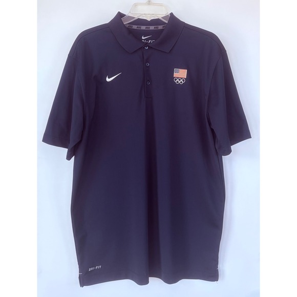 Nike Other - Nike Team USA Olympic Dri-FIT Polo Shirt Mens Large Navy Blue Short Sleeve L